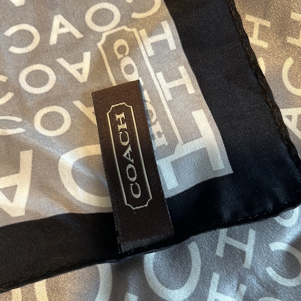 Coach black and white silk scarf - Picture 3 of 4